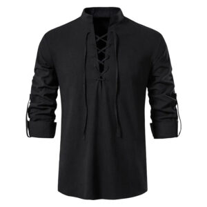 Tunique Chemise en lin manches longues noire