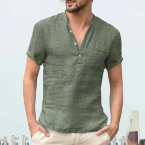 Tunique col mao homme vert militaire