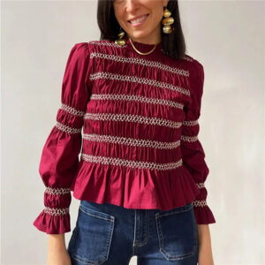 Blouse smocké à manches longues