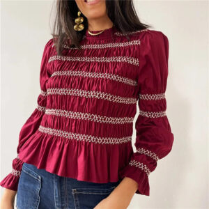 Blouse smocké à manches longues